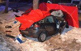 Wypadek śmiertelny na dwudziestce - seat ibiza uderzył w drzewo. Zginął kierowca AKTUALIZACJA, FOTO