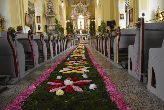 Kościół Bożego Ciała w Głogowie ma piękny dywan z płatków kwiatów