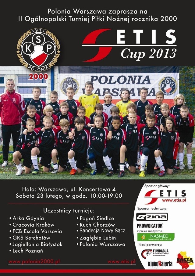 Plakat reklamujący II Ogólnopolski Turniej Piłki Nożnej rocznika 2000.