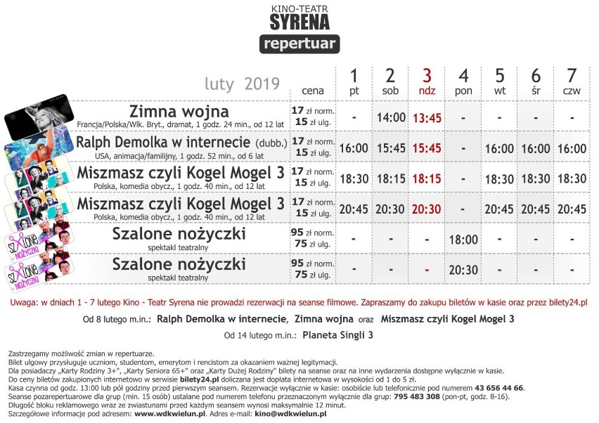 Repertuar kina Syrena w Wieluniu od 1 do 7 lutego [ZWIASTUNY]