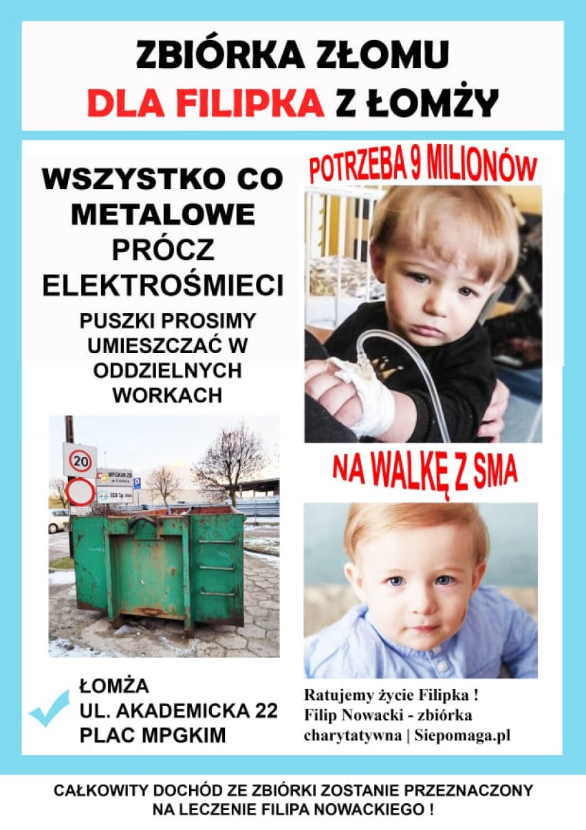 Pozbądź się złomu i pomóż choremu Filipowi z Łomży. Trwa zbiórka 