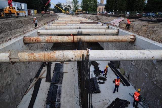 trasa na franowo, budowa trasy tramwajowej na franowo