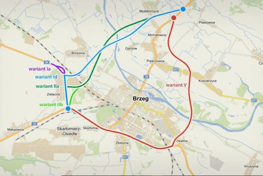 Spośród trzech wariantów przebiegu obwodnicy Brzegu wybrano...