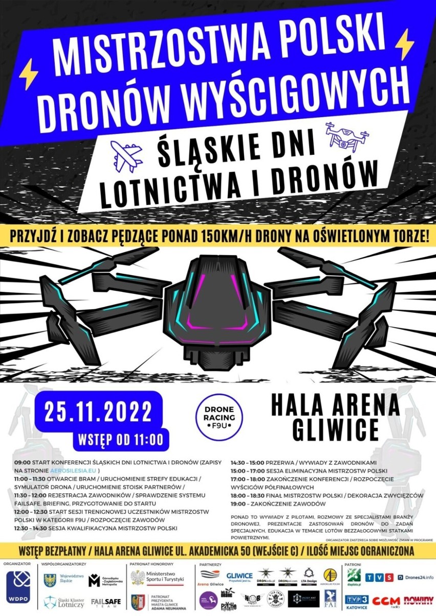 Mistrzostwa Polski Dronów Wyścigowych w Arenie Gliwice