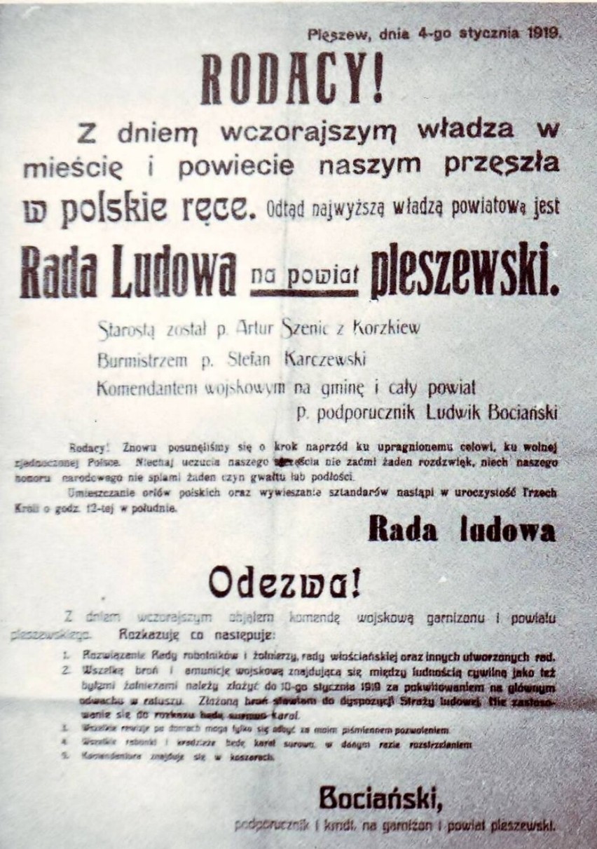 Odzyskanie niepodległości w Pleszewie. Jak pleszewianie odzyskali władzę w mieście
