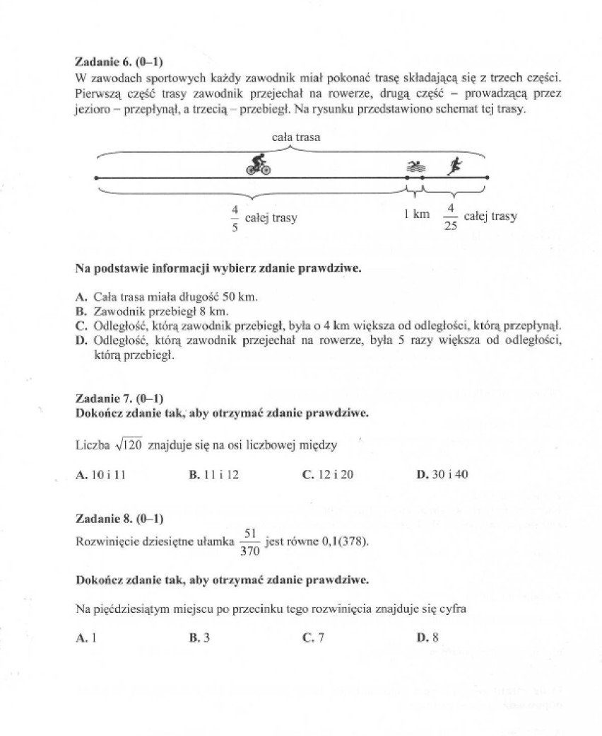 ZADANIE 6.
D. Odległość, którą zawodnik przejechał na...
