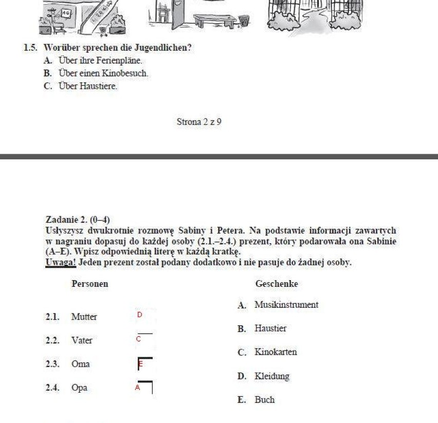 Próbny egzamin gimnazjalny 2012/2013: Język angielski i niemiecki [pytania, odpowiedzi]