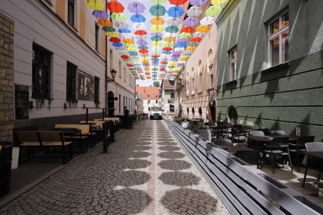 Kolorowe parasolki w Pszczynie.