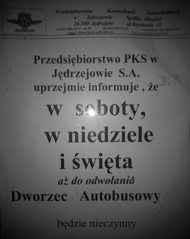 Komunikat PKS Jędrzejów S.A.