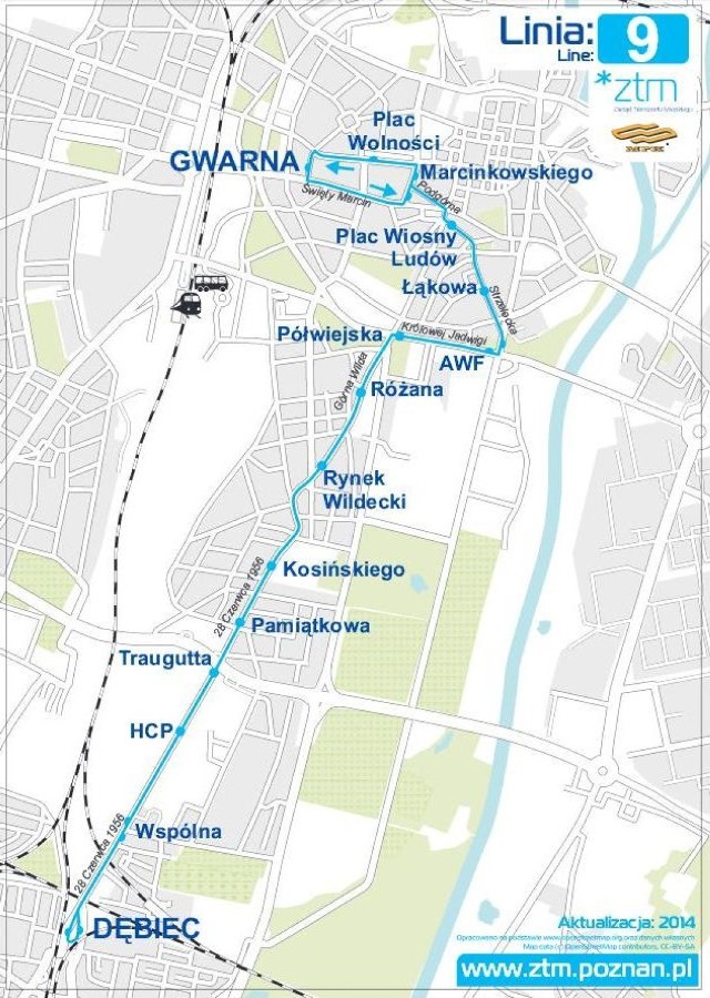 DĘBIEC – 28 Czerwca – Górna Wilda – Królowej Jadwigi – Strzelecka – Podgórna – plac Wolności – GWARNA – Św. Marcin – Podgórna - … - DĘBIEC

Linia nr 9