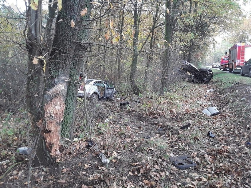 Wypadek w Skierniewicach. Kierowca w ciężkim stanie. Samochód rozbity na pół [ZDJĘCIA]