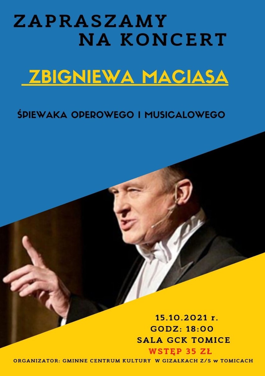 Zbigniew Macias 15 października zaśpiewa w sali Gminnego Centrum Kultury w Tomicach