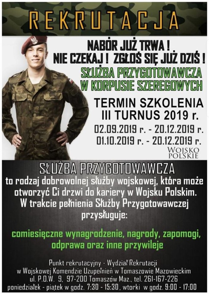 WKU w Tomaszowie prowadzi nabór do służby przygotowawczej w...