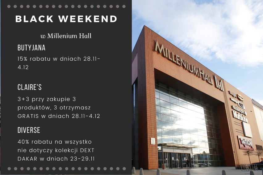 Promocje na Black Week - Black Friday 2020 w Millenium Hall w Rzeszowie. Lista sklepów, w których będą zniżki!