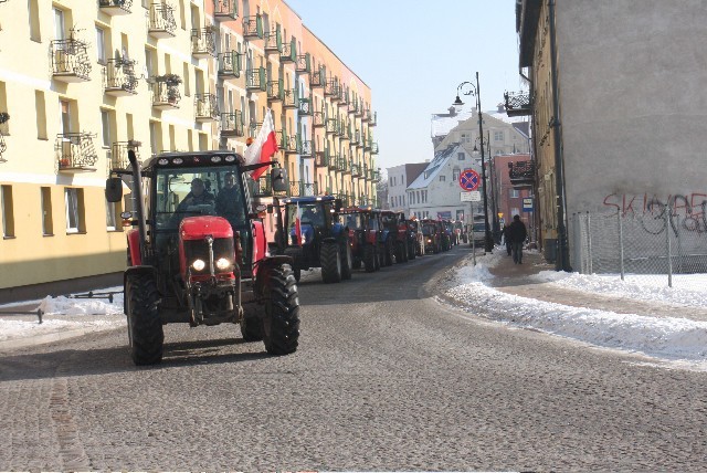 Protest rolników na ulicach Chojnic