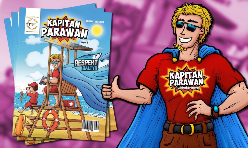 Kapitan Parawan znowu w akcji. Ważny baner zawisł na plaży w Darłówku 