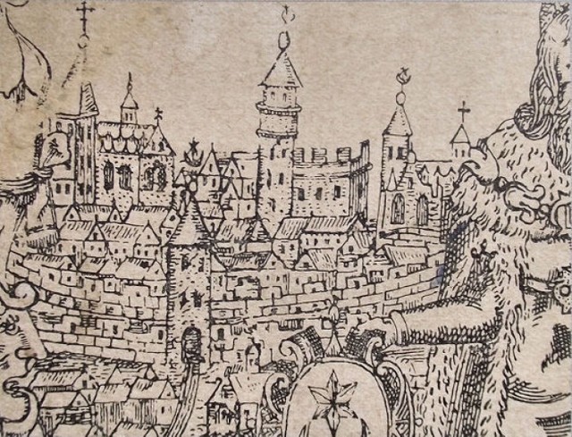 Widok miasta Tarnowa z 1644 r. z drzewa genealogicznego rodu Tarnowskich.