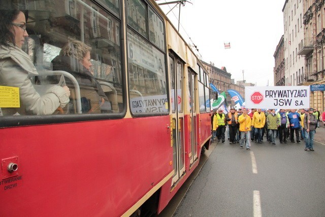 Manifestacja górników w Katowicach