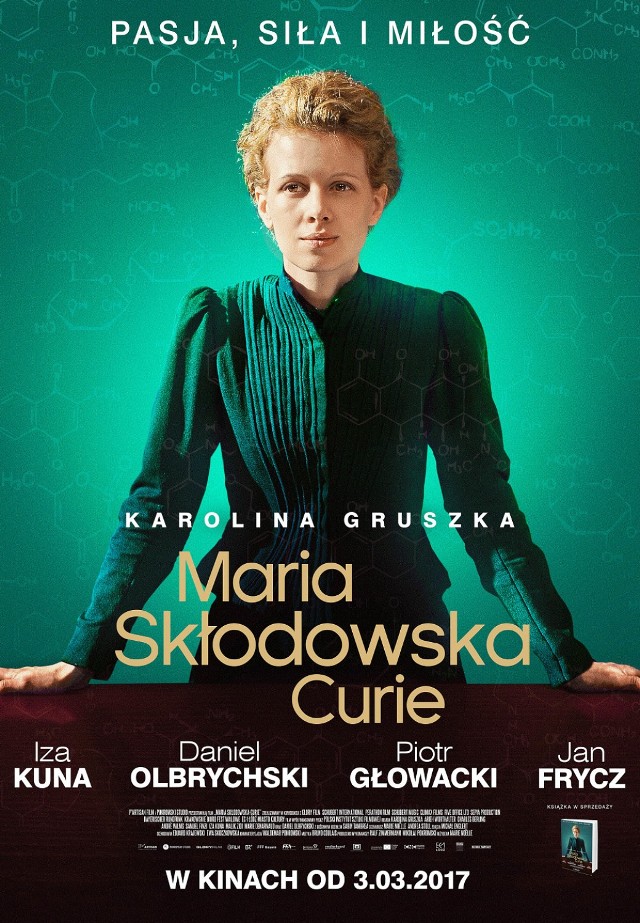 „Maria Skłodowska-Curie” 
Reż. Marie Noelle, Belgia, Francja, Niemcy i Polska 
{Agrafka, ARS, Cinema City, Kijów, Mikro, Multikino, Pod Baranami} 

„Maria Skłodowska-Curie” to nie tylko wierna faktom opowieść o niesamowitym życiu odkrywczyni dwóch pierwiastków - polonu i radu, ale przede wszystkim portret niezwykłej kobiety, która dzięki swojej inteligencji i wiedzy oraz nieprzeciętnym umiejętnościom zdołała przekonać do siebie świat nauki, od zawsze zdominowany przez mężczyzn. Jako pierwsza kobieta w Europie uzyskała tytuł doktora. W 1906 roku przyznano jej profesurę i równocześnie objęła własną katedrę na paryskiej Sorbonie, co we Francji było wydarzeniem bez precedensu.