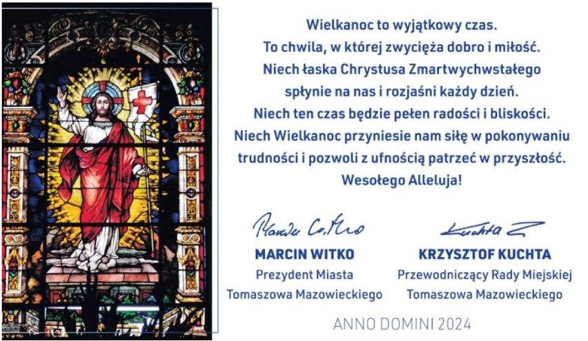 Życzenia dla mieszkańców od Prezydenta Marcina Witko i Przewodniczącego Rady Miejskiej Tomaszowa Mazowieckiego