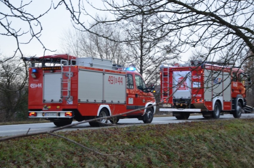 Wypadek na starej DK7 na wysokości Solnicy. Samochód osobowy i ciężarówka w rowie