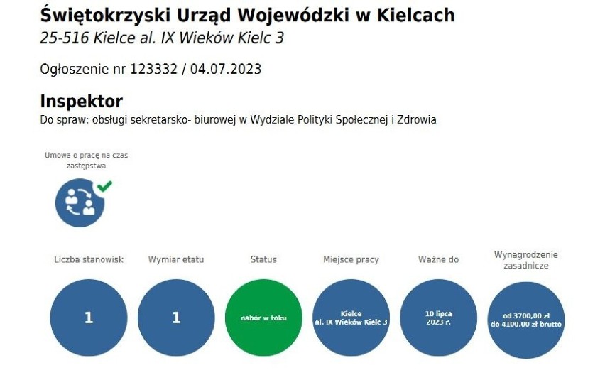Jest praca w Kielcach! Sprawdź nowe oferty w urzędach i policji. Na jakie stanowiska trwa rekrutacja?