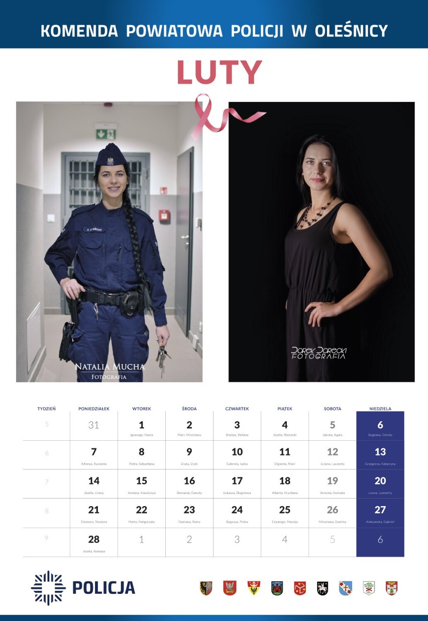 Policjantki z Komendy Powiatowej Policji w Oleśnicy w kalendarzu na 2022. Zobaczcie, jak policjantki prezentują się w mundurze i bez