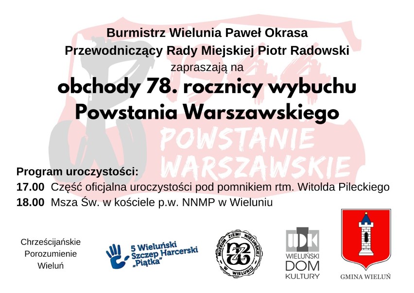 Jutro w Wieluniu obchody 78. rocznicy wybuchu Powstania Warszawskiego. W mieście zawyją syreny
