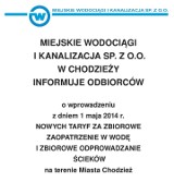 Nowe taryfy za zbiorowe zaopatrzenie w wodę i zbiorowe odprowadzanie ścieków na terenie Chodzieży