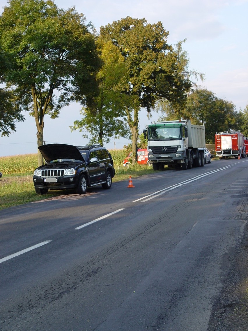 W Niemojewie zderzyły się aż cztery auta. Kierowca mana zjechał z jezdni i uderzył w drzewo