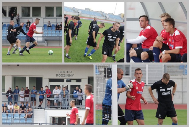 Stadion OSiR we Włocławku. Mecz sparingowy Lider Włocławek - Kujawiak Kowal.