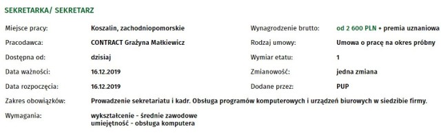 Szukasz pracy w Koszalinie, bądź okolicach? Oto najnowsze oferty, które wpłynęły do Powiatowego Urzędu Pracy w Koszalinie.