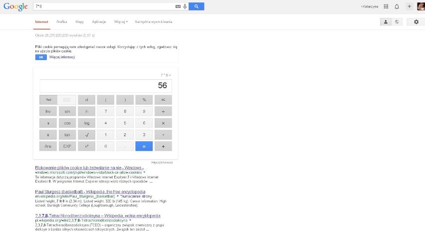 Kalkulator w Google

Po wpisaniu w wyszukiwarce Google...