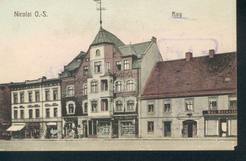 Pocztówka mikołowskiego rynku z początku XX wieku