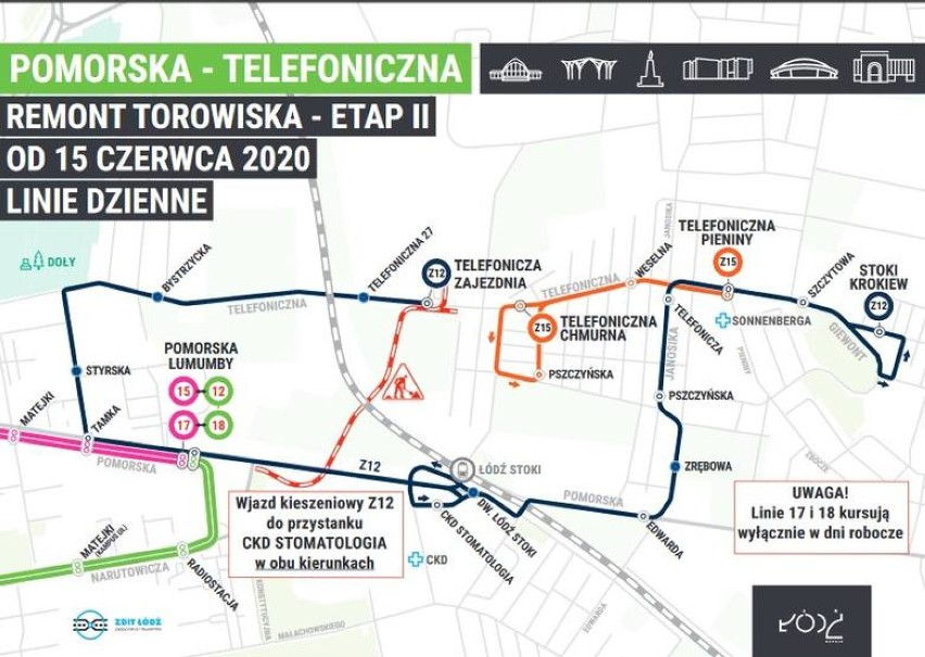 Remonty w Łodzi. Przebudowa ul.Próchnika i ul.Telefonicznej. Sprawdź zmiany w komunikacji w centrum miasta ! 