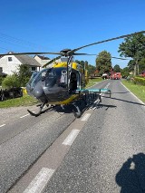 Kocoń. Niebezpieczny wypadek na ulicy Zakopiańskiej. Na miejscu lądował śmigłowiec LPR, rany odniosły 4 osoby. AKTUALIZACJA