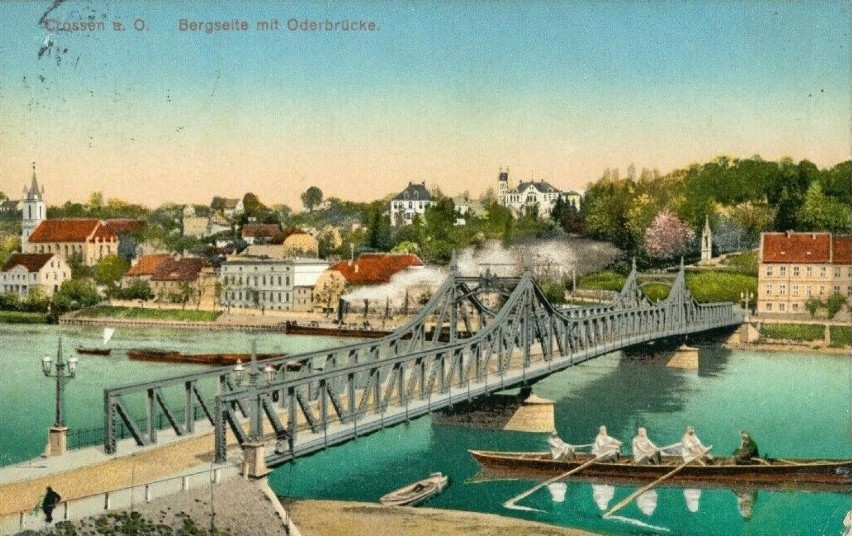 Widok na krośnieński most w 1914 roku.