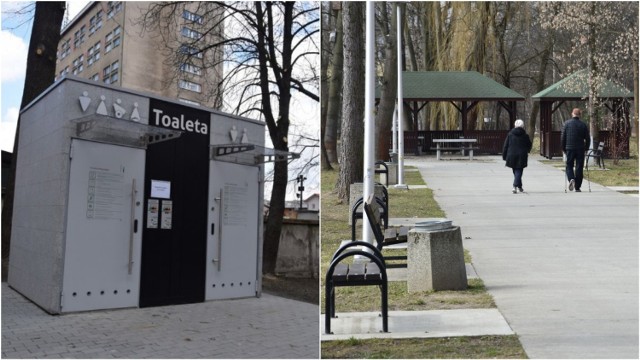 Toaleta, która powstanie w parku będzie przypominała tą, która funkcjonuje przy ulicy Brodzińskiego ( na zdj, od lewej)