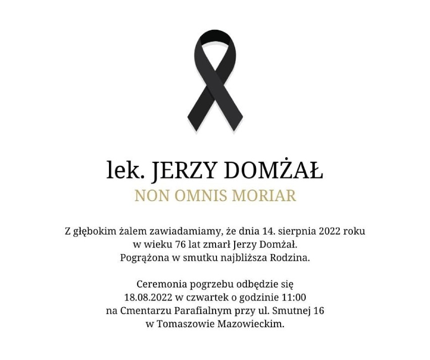 Nie żyje Jerzy Domżał, znany lekarz ginekolog i położnik z Tomaszowa Maz. 