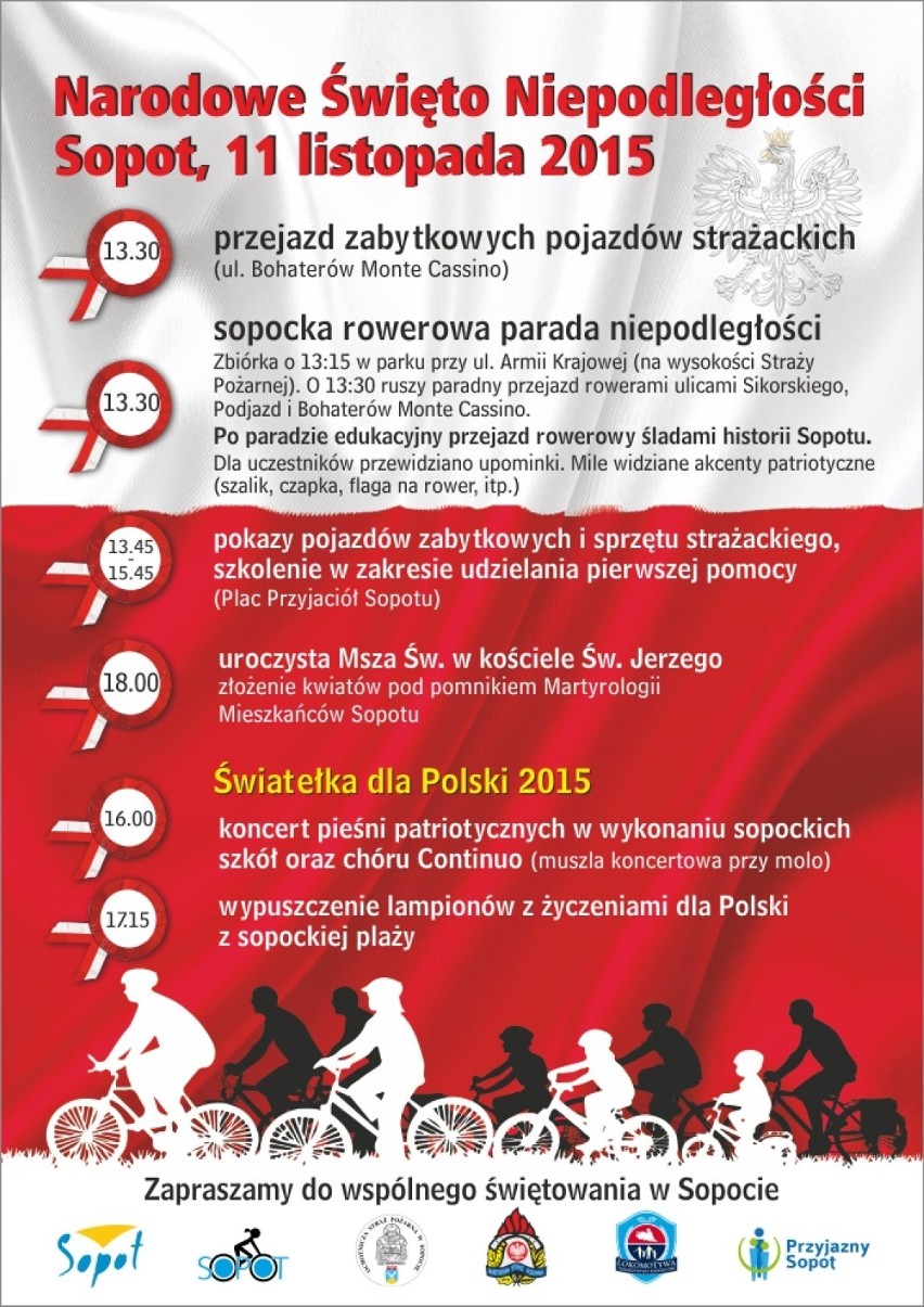 Rowerowa Parada Niepodległości w Sopocie i lampiony z życzeniami dla Polski [PROGRAM obchodów]