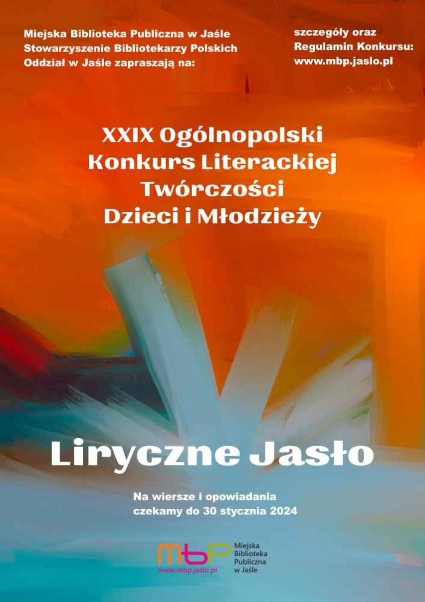 „Liryczne Jasło” zaprasza młodych twórców. Startuje Ogólnopolski Konkurs Literackiej Twórczości Dzieci i Młodzieży