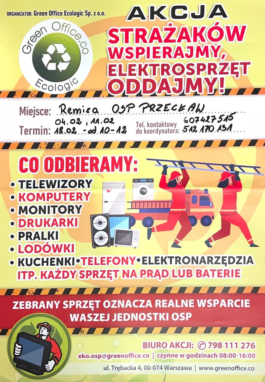 Eko - działanie strażaków z Przecławia. Zbiórka elektrośmieci w lutym 