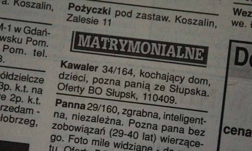 "Pan, 59 lat, pozna panią w celu matrymonialnym" - to jedno...