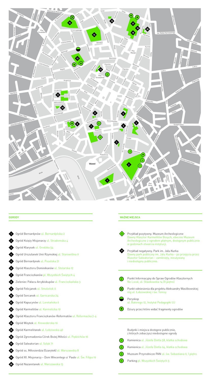 Mapka ogrodów klasztornych na terenie drugiej obwodnicy...