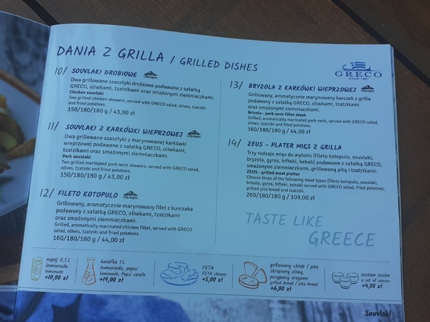 Restauracja Greco serwuje kuchnię grecką. Dania są w...