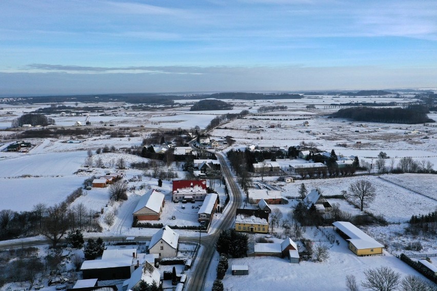 Zima w gminie Postomino. Tak wygląda z lotu ptaka 