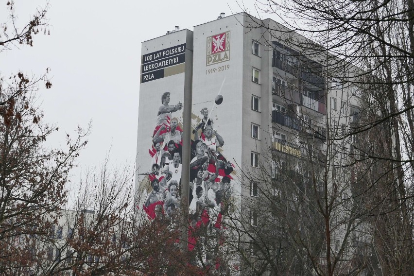 Mokotów zyskał wyjątkowy mural. Malowidło przedstawia polskich lekkoatletów