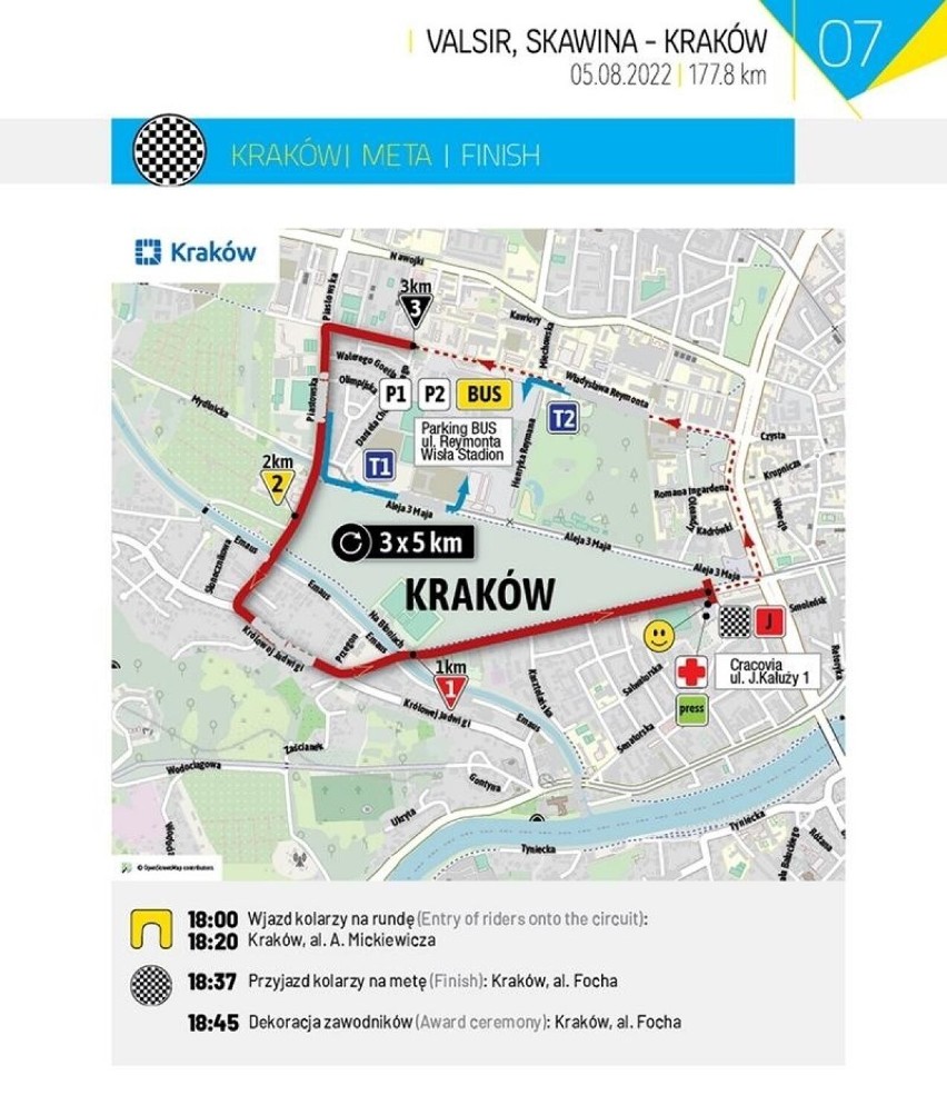 Tour de Pologne wjedzie do Krakowa. Trasa, utrudnienia, zmiany w komunikacji, mapy [5.08.2022]