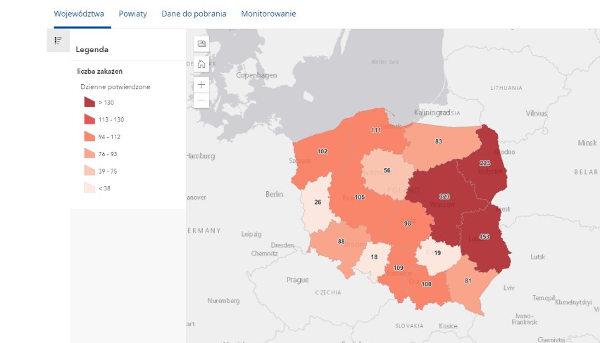 Dane dotyczące zakażeń koronawirusem podane przez...