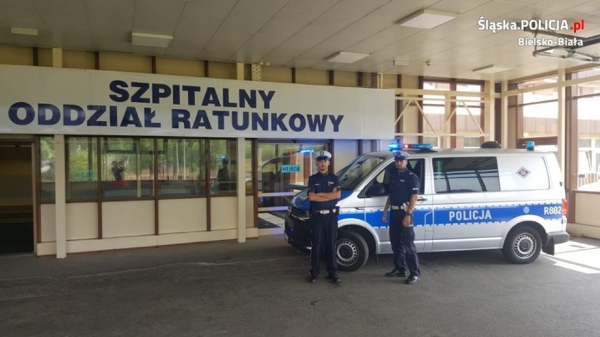 Policyjna eskorta rodzącej kobiety w Bielsku-Białej 